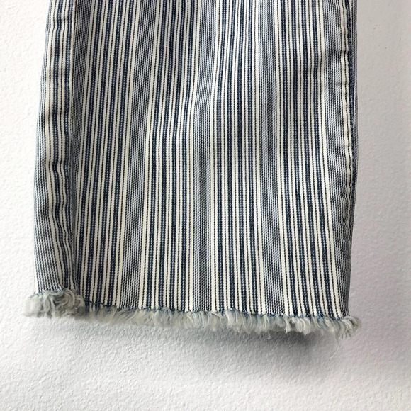 Parker Smith Blue & White Striped Raw Hem Straight Leg Crop Jean Size 25 - Picture 5 of 11